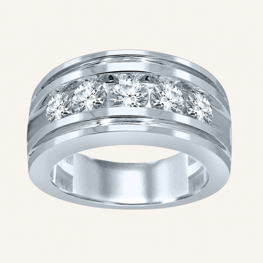 2CT Round Cut Certified Lab Grown Diamond Men's Band