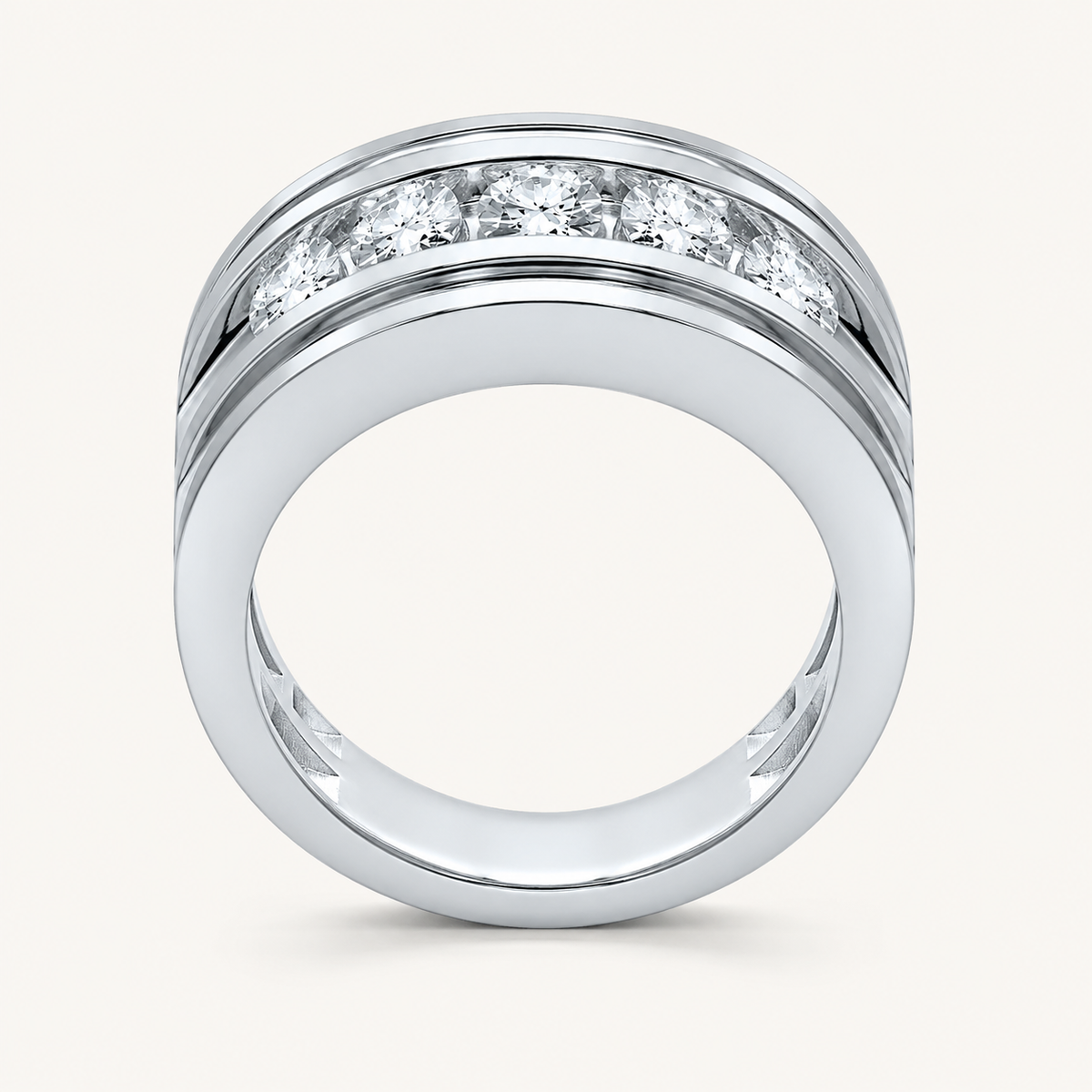 2CT Round Cut Certified Lab Grown Diamond Men's Band