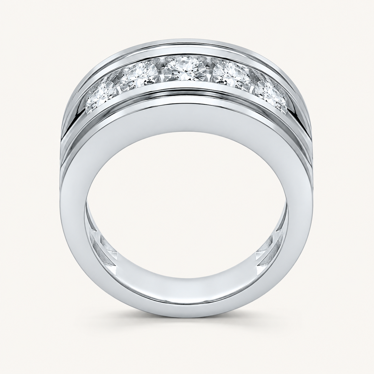 2CT Round Cut Certified Lab Grown Diamond Men's Band