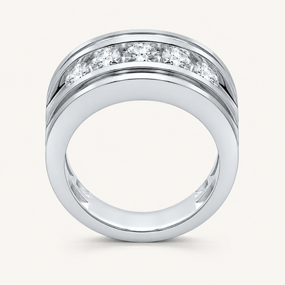 2CT Round Cut Certified Lab Grown Diamond Men's Band
