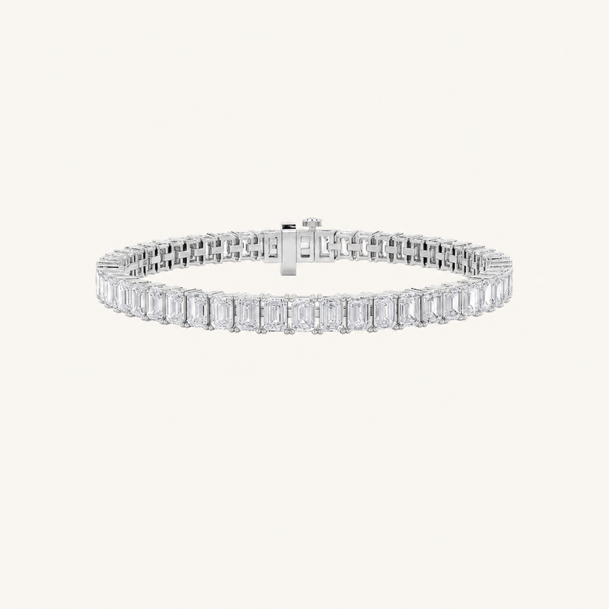 16.75CT Emerald Cut Lab Grown Diamond Tennis Bracelet