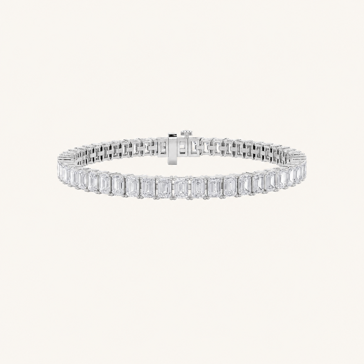 16.75CT Emerald Cut Lab Grown Diamond Tennis Bracelet