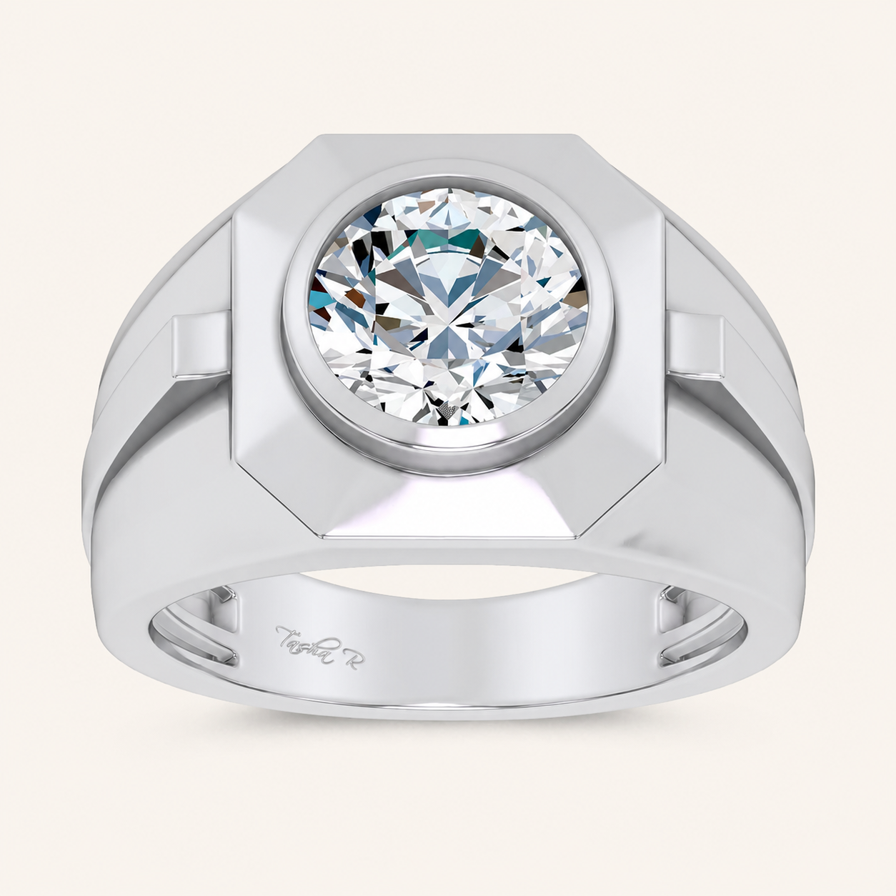 3CT Round Cut Lab Grown Diamond Solitaire Men's Ring