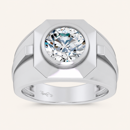 3CT Round Cut Lab Grown Diamond Solitaire Men's Ring