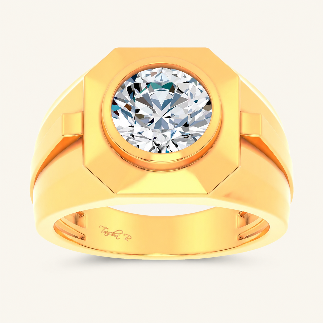 3CT Round Cut Lab Grown Diamond Solitaire Men's Ring