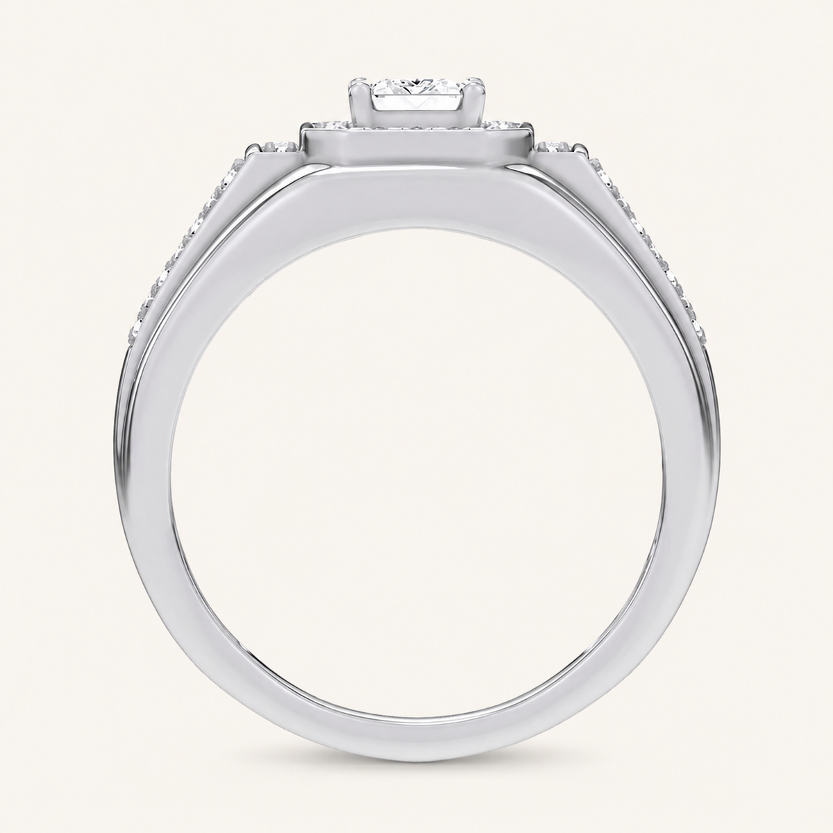 1.82CT Emerald Cut Certified Lab Grown Diamond Halo Cluster Men's Ring