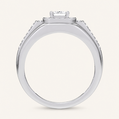 1.82CT Emerald Cut Certified Lab Grown Diamond Halo Cluster Men's Ring