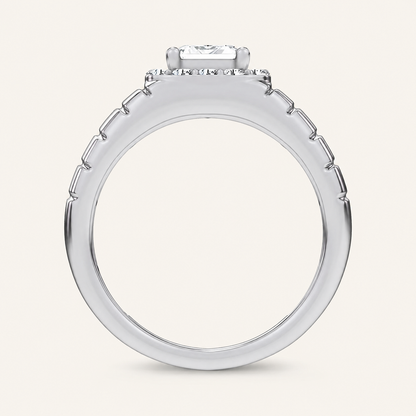 2.60CT Emerald Cut Certified Lab Grown Diamond Halo Men's Ring