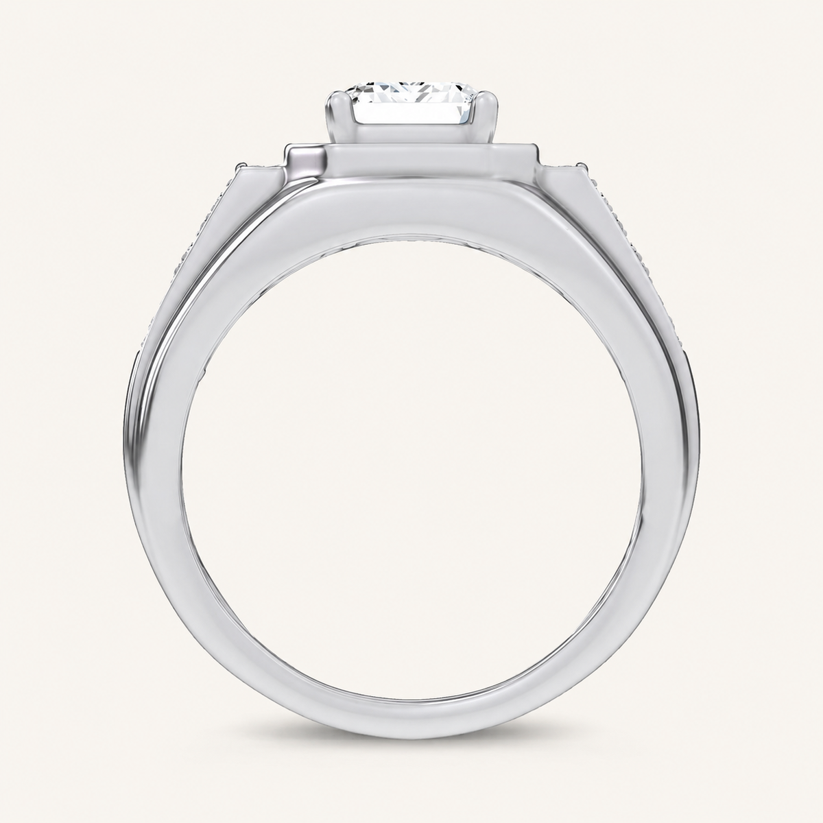 2.98CT Emerald Cut Certified Lab Grown Diamond Halo Cluster Men's Ring