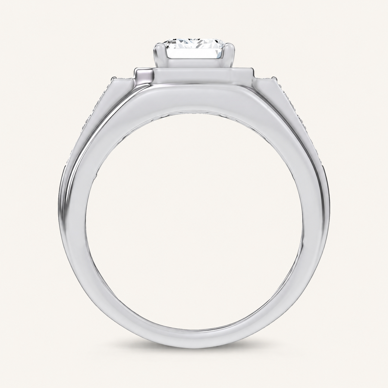 2.98CT Emerald Cut Certified Lab Grown Diamond Halo Cluster Men's Ring