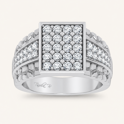 1.50CT Round Cut Lab Grown Diamond Cluster Men's Ring