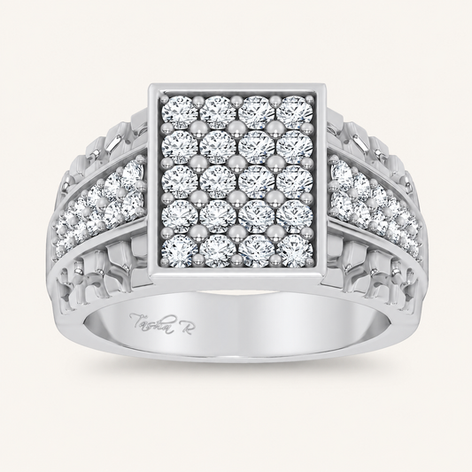 1.50CT Round Cut Lab Grown Diamond Cluster Men's Ring
