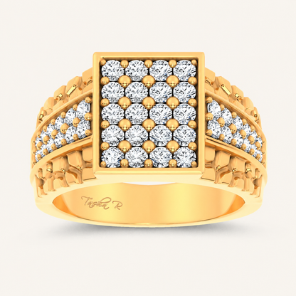 1.50CT Round Cut Lab Grown Diamond Cluster Men's Ring