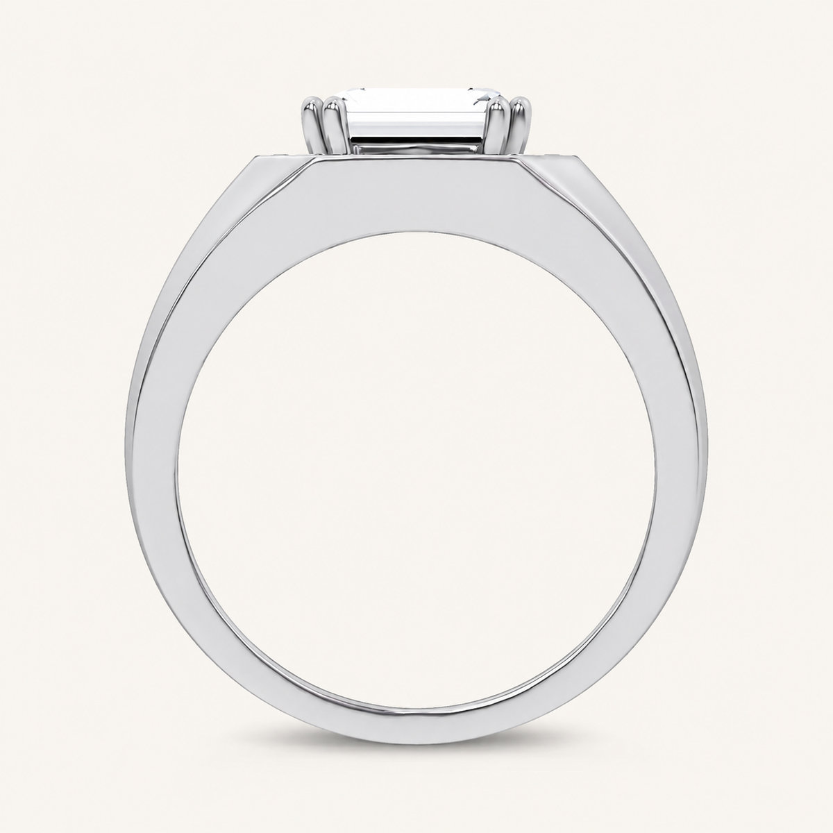 1.98CT Emerald Cut Certified Lab Grown Diamond Halo East West Men's Ring