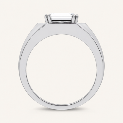1.98CT Emerald Cut Certified Lab Grown Diamond Halo East West Men's Ring