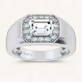 1.98CT Emerald Cut Certified Lab Grown Diamond Halo East West Men's Ring