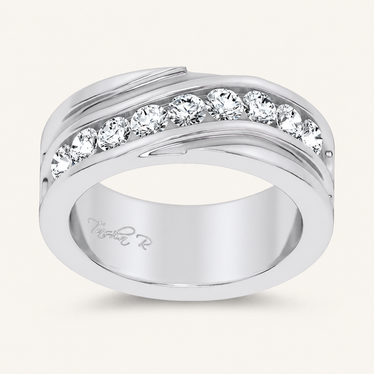 1CT Round Cut Lab Grown Diamond Men's Band