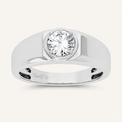 1.00CT Round Cut Lab Grown Diamond Solitaire Men's Ring
