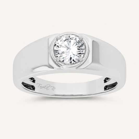 1.00CT Round Cut Lab Grown Diamond Solitaire Men's Ring