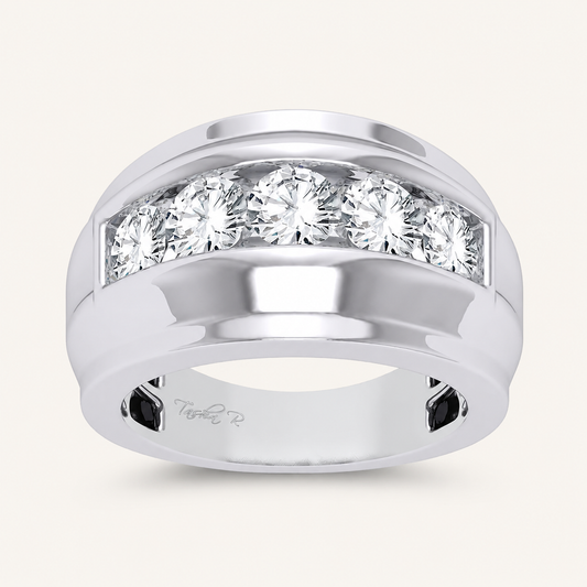 2CT Round Cut Lab Grown Diamond Men's Band