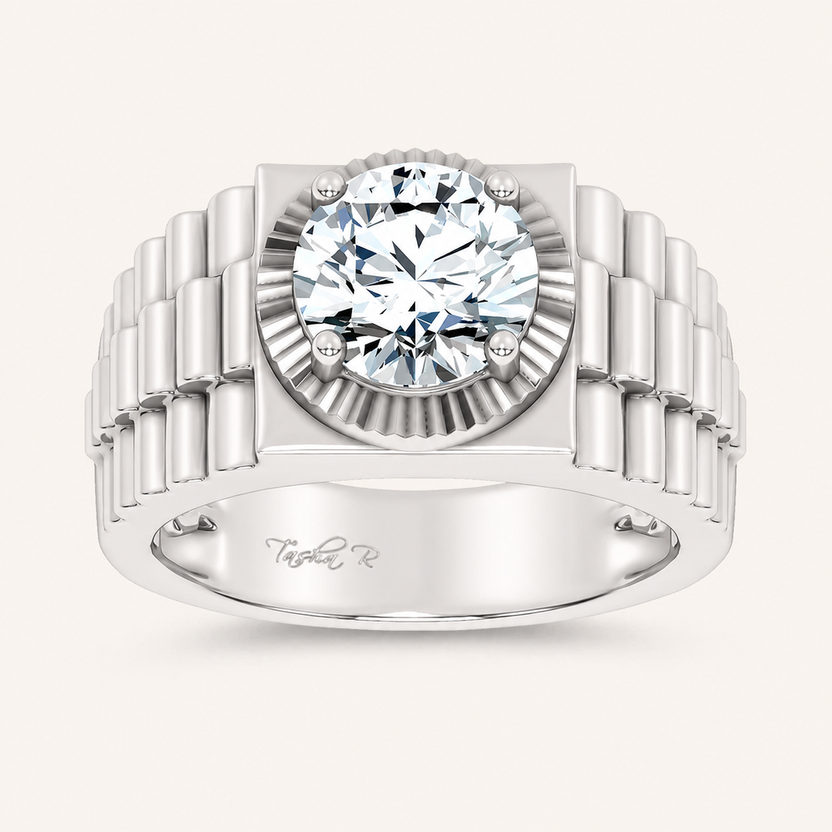 2.00CT Round Cut Certified Lab Grown Diamond Solitaire Men's Ring