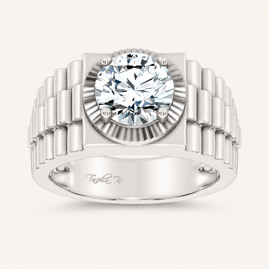 2.00CT Round Cut Certified Lab Grown Diamond Solitaire Men's Ring