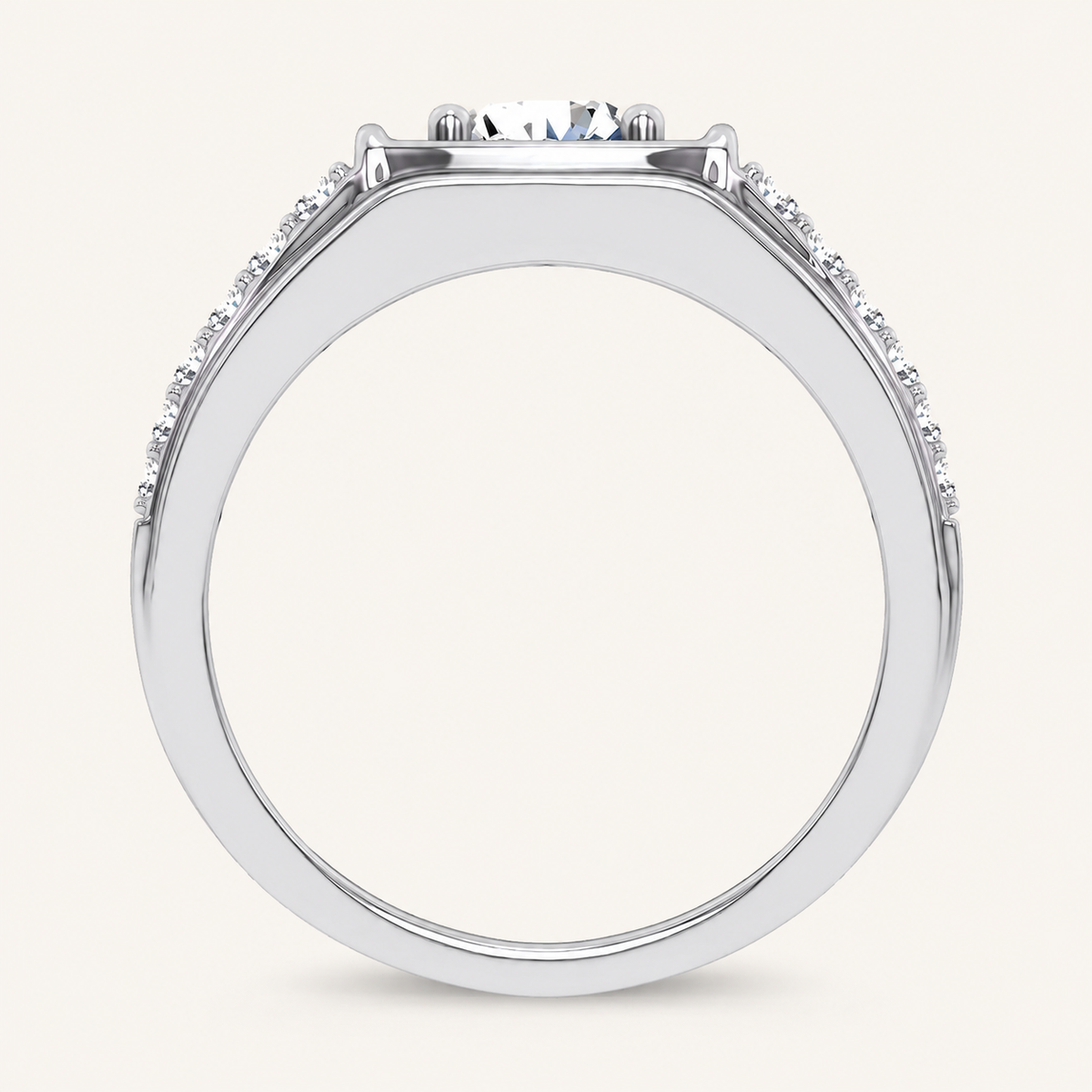 2CT Round Cut Certified Lab Diamond Side Stone Men's Ring