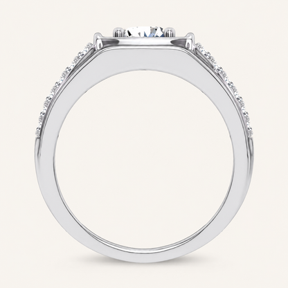 2CT Round Cut Certified Lab Diamond Side Stone Men's Ring