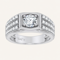 2CT Round Cut Certified Lab Diamond Side Stone Men's Ring