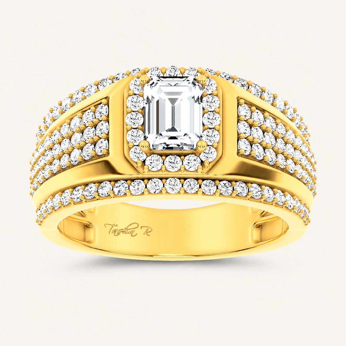 2.00CT Emerald Certified Lab Grown Diamond Halo Cluster Men's Ring