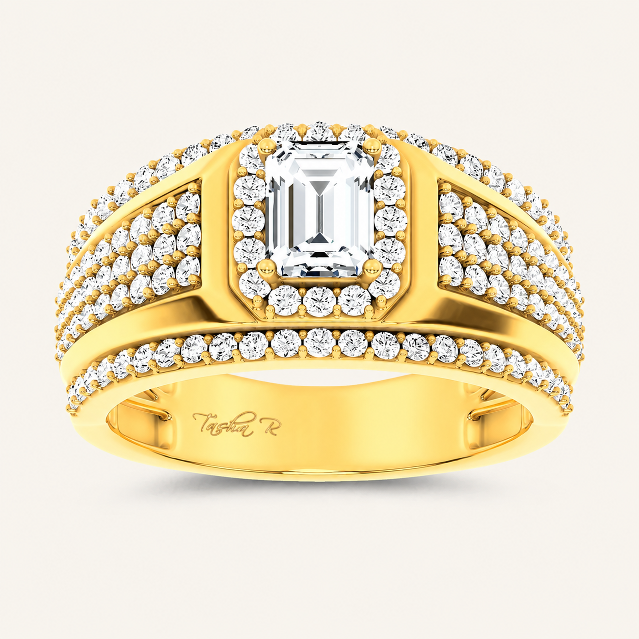 2.00CT Emerald Certified Lab Grown Diamond Halo Cluster Men's Ring