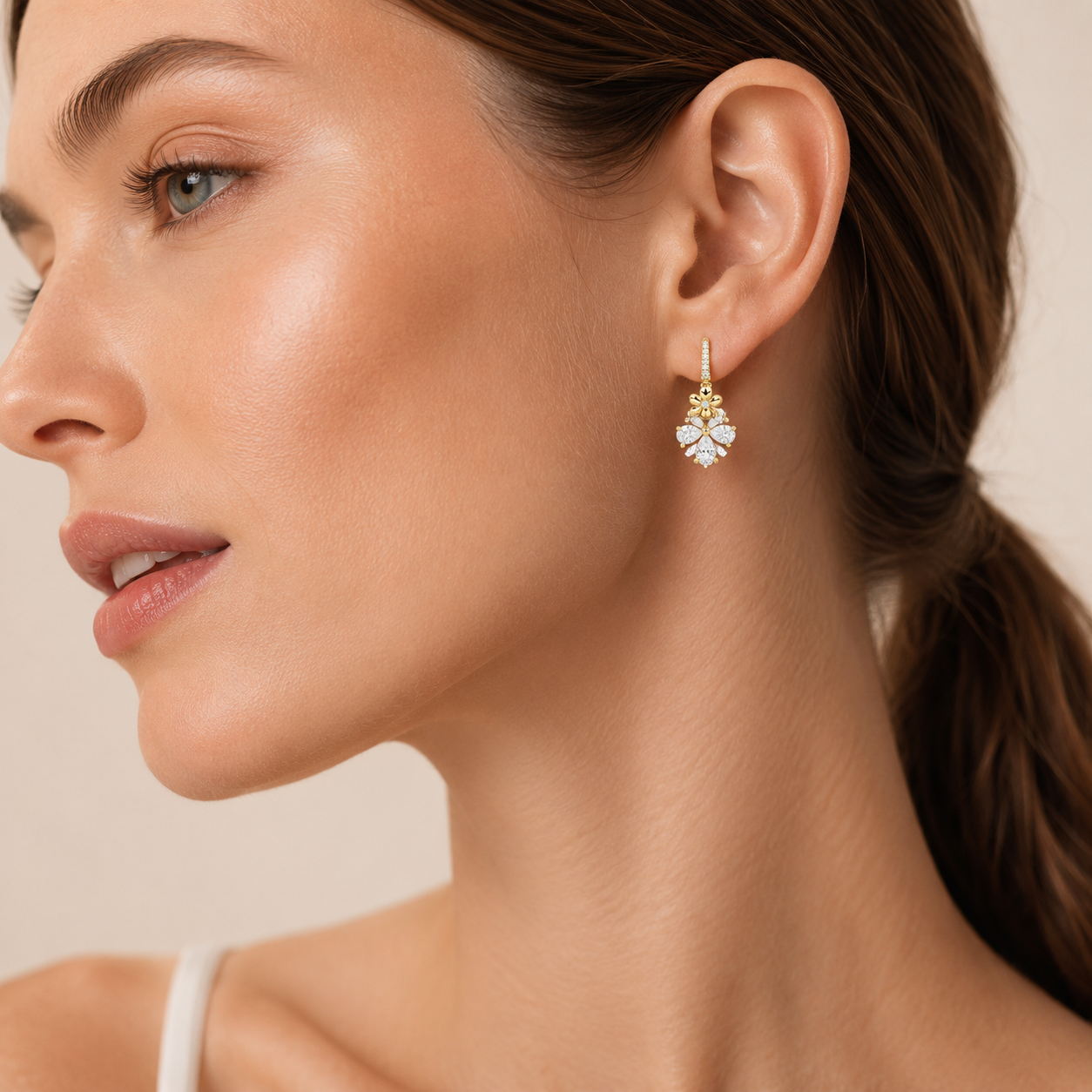 3.25CT Pear Cut Lab Grown Diamond Fancy Flower Earrings