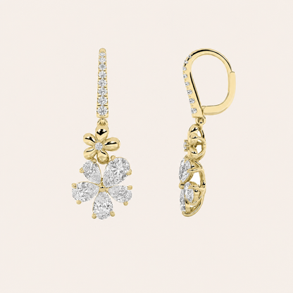 3.25CT Pear Cut Lab Grown Diamond Fancy Flower Earrings