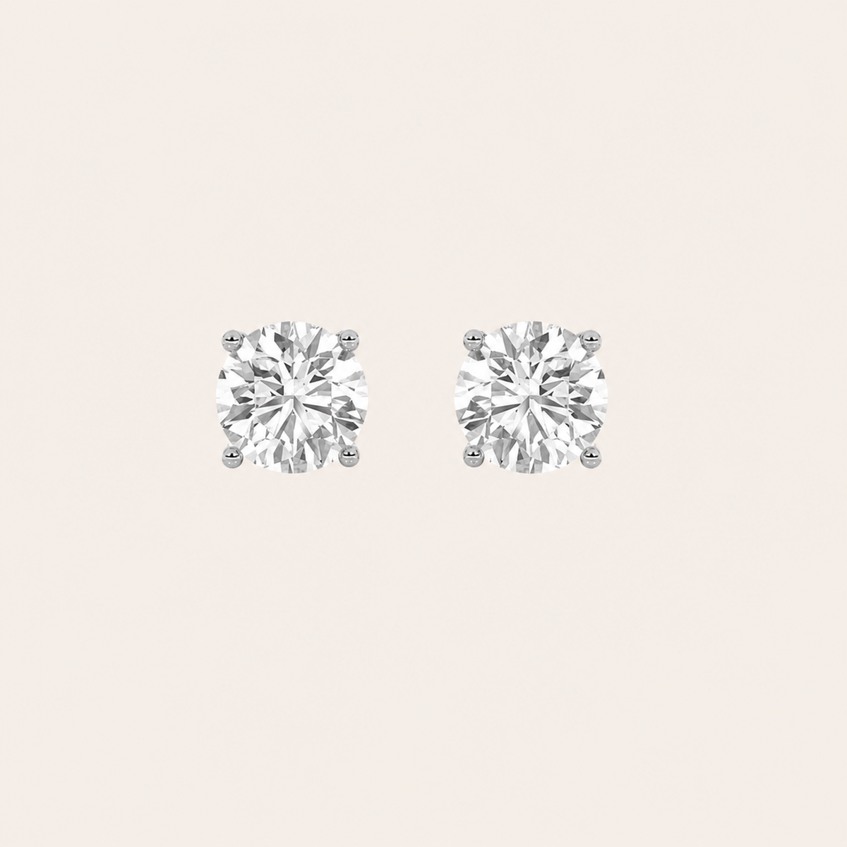 2CT Round Cut Lab Grown Diamond Stud Earrings