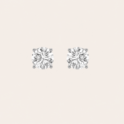 2CT Round Cut Lab Grown Diamond Stud Earrings