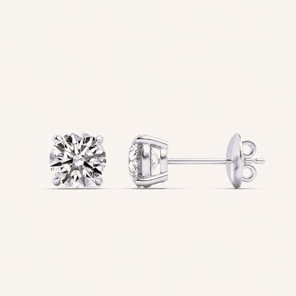 6CT Round Cut Lab Grown Diamond Stud Earrings