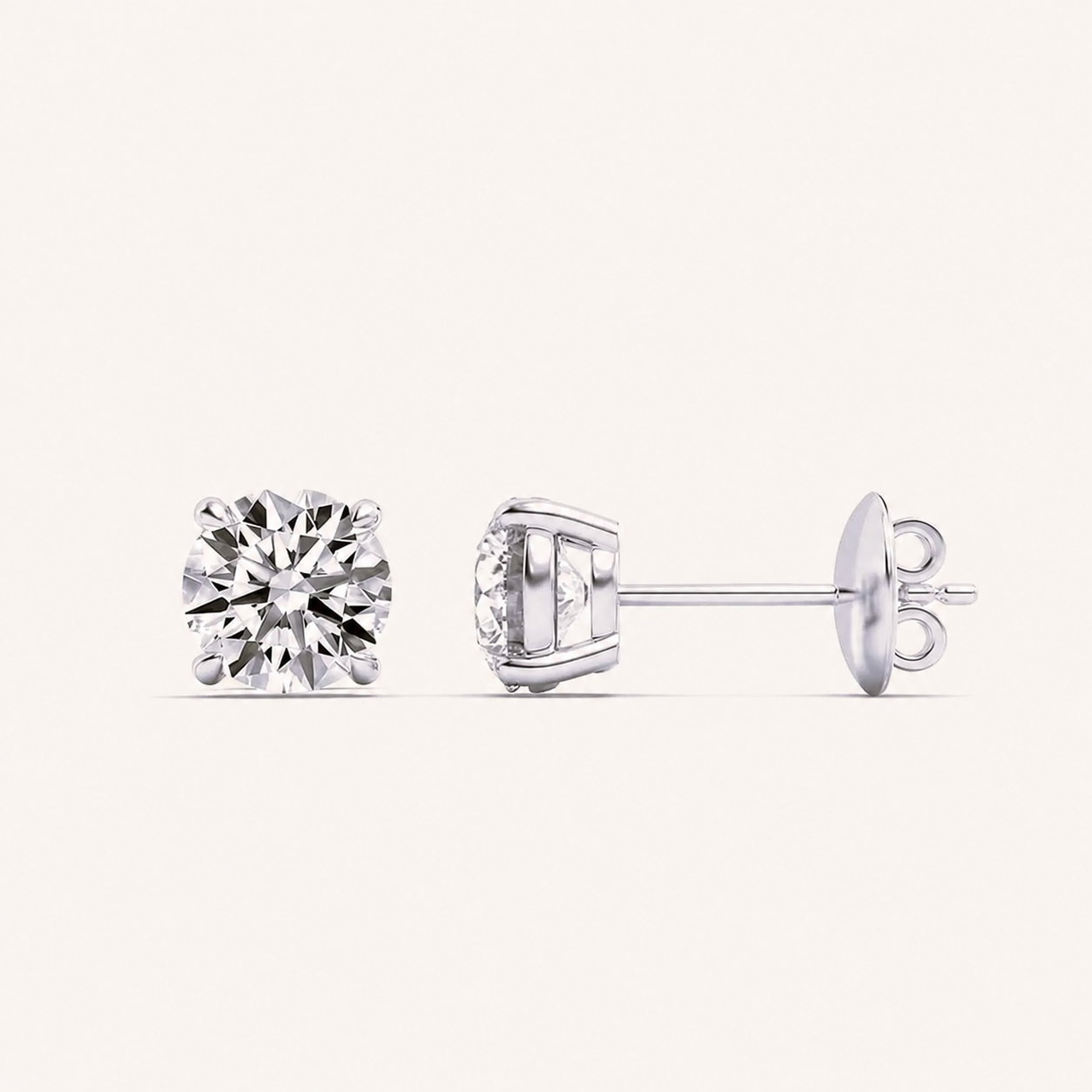 4CT Round Cut Lab Grown Diamond Stud Earrings
