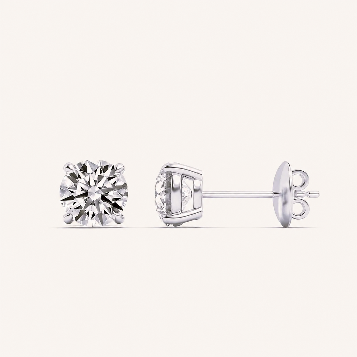 3CT Round Cut Lab Grown Diamond Stud Earrings