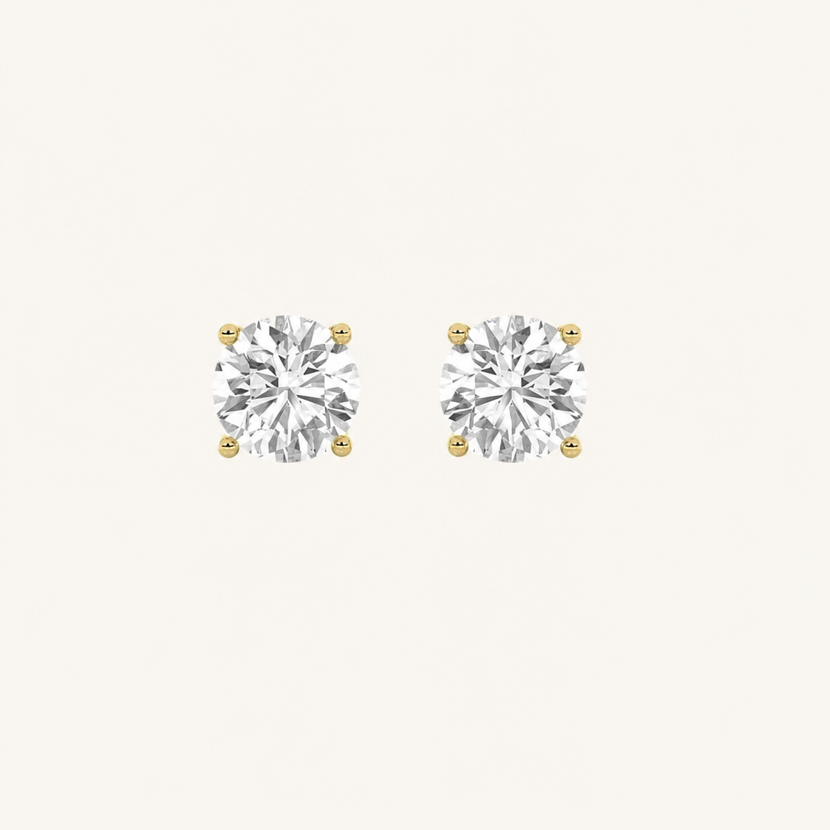 2CT Round Cut Lab Grown Diamond Stud Earrings