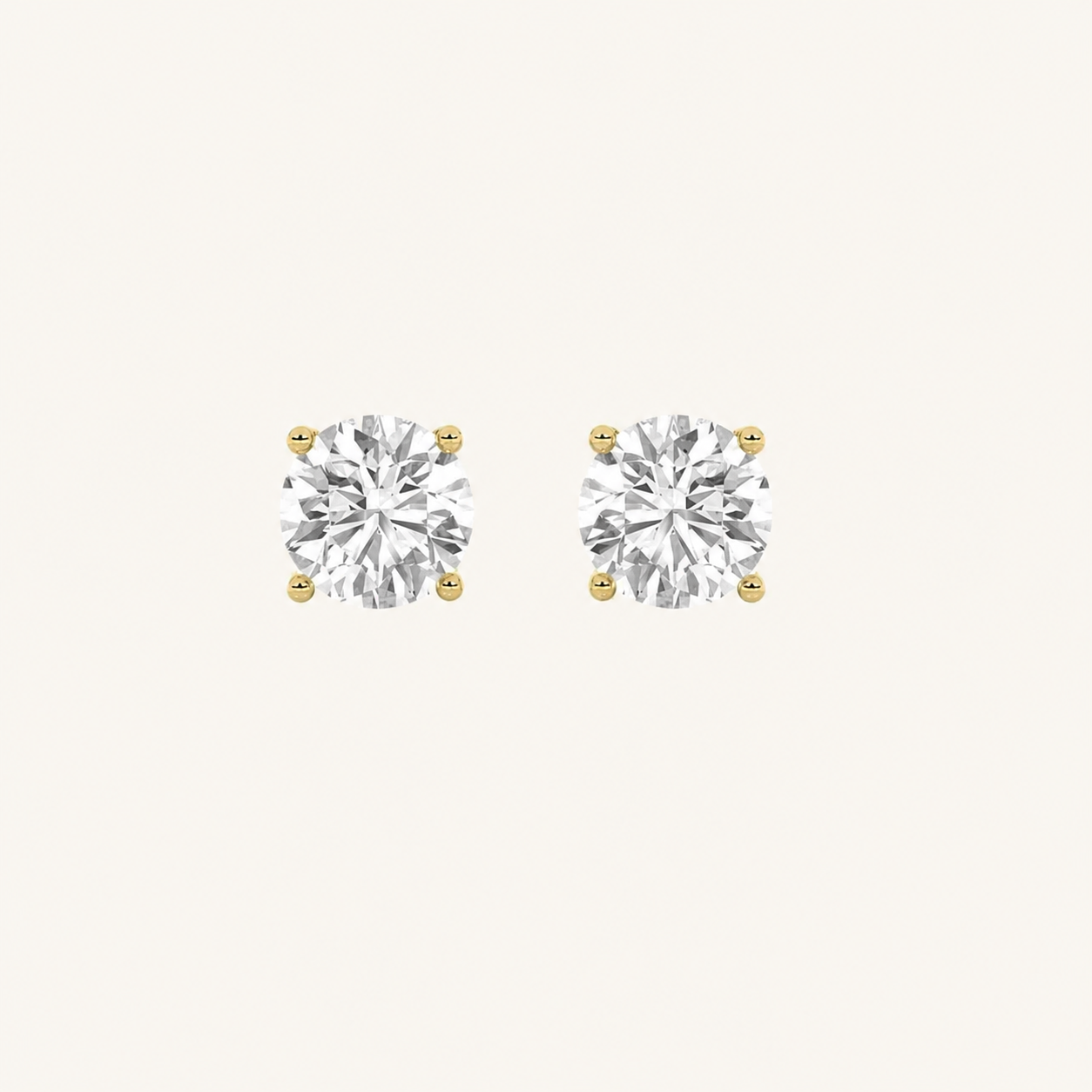 2CT Round Cut Lab Grown Diamond Stud Earrings