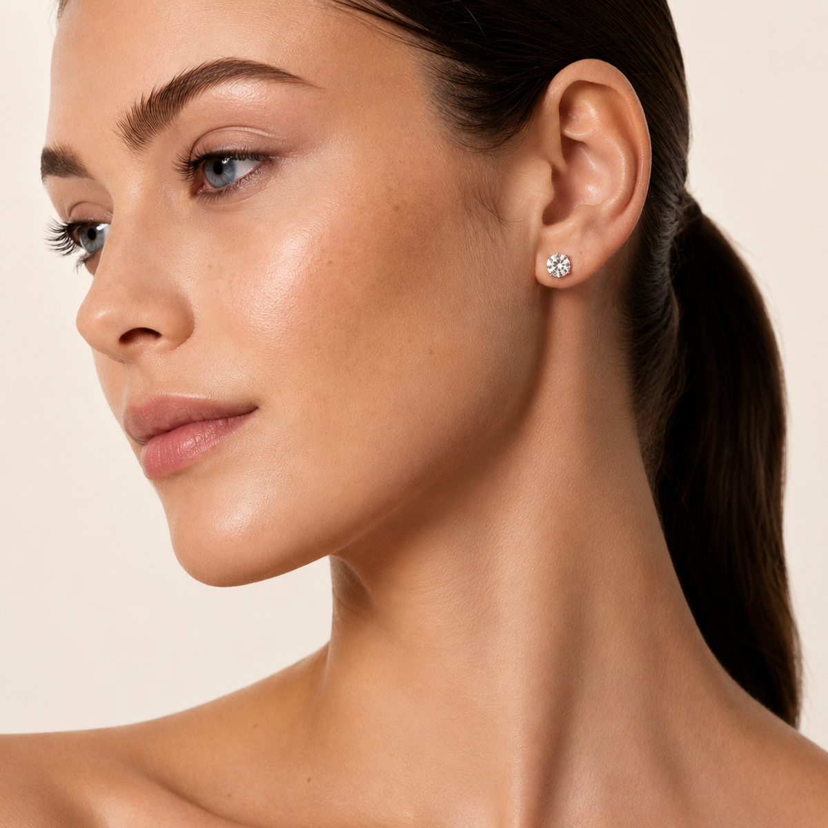 4CT Round Cut Lab Grown Diamond Stud Earrings