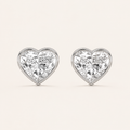 2CT Heart Cut Lab Grown Diamond Bezel Set Stud Earrings