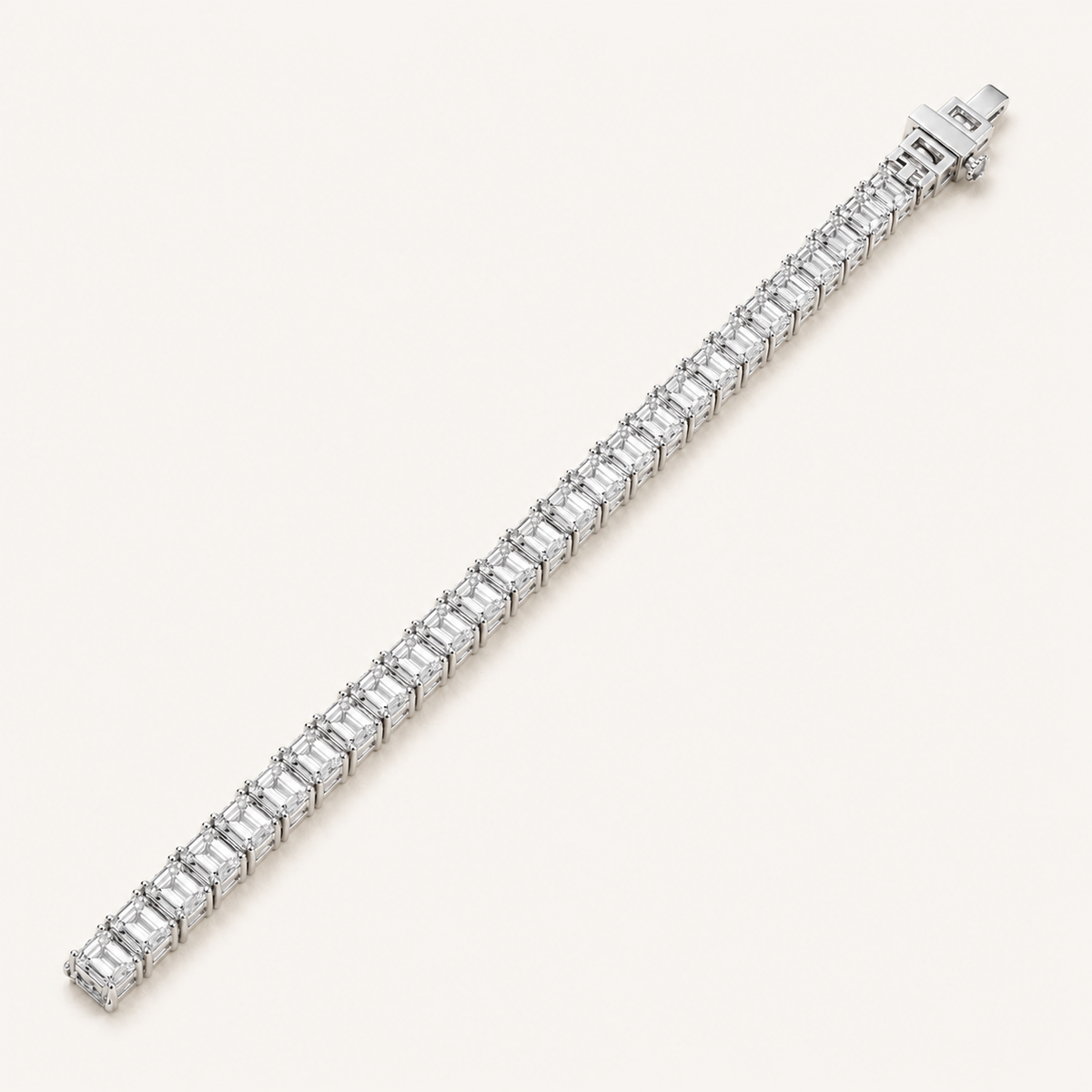 5.25CT Emerald Cut Lab Grown Diamond Tennis Bracelet