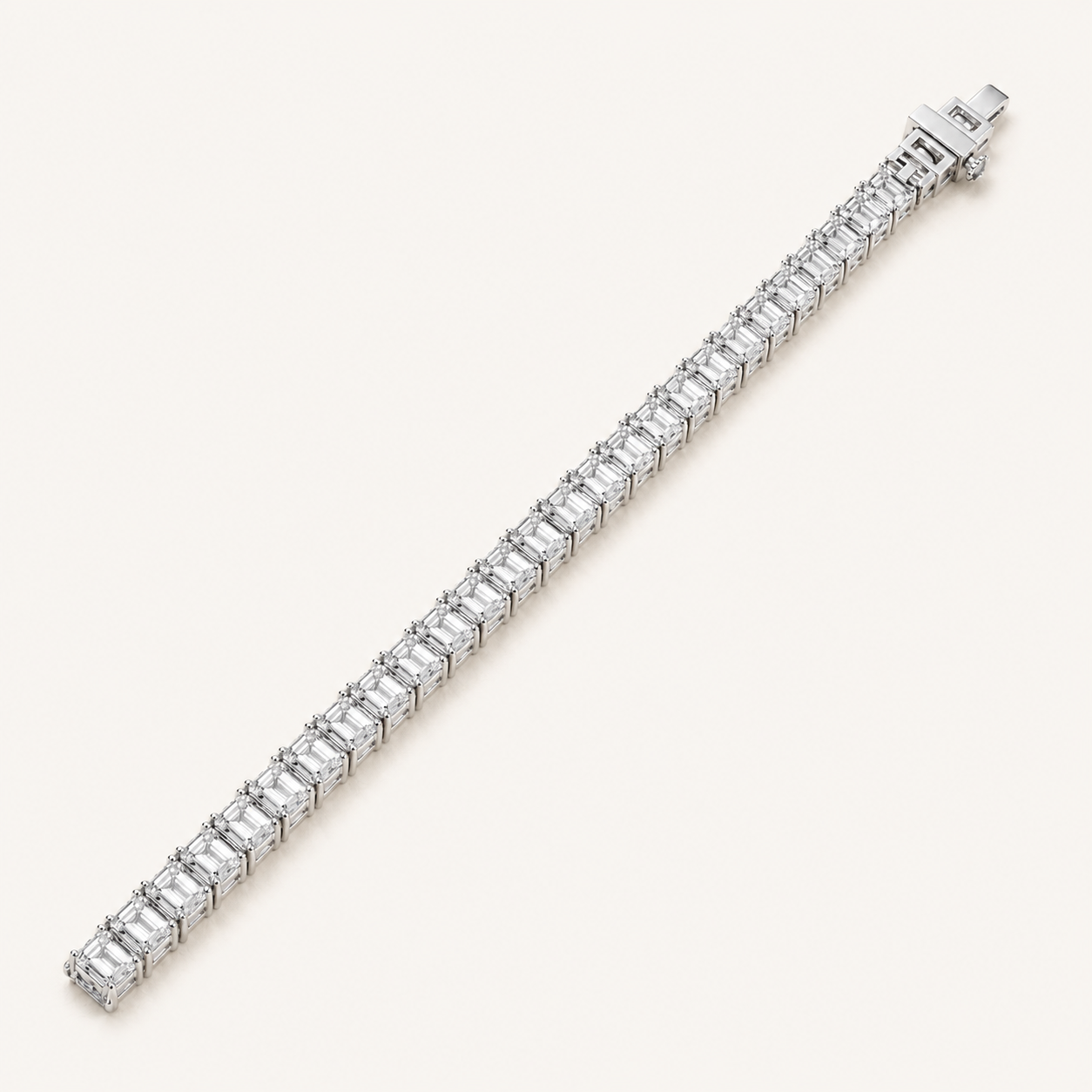 5.25CT Emerald Cut Lab Grown Diamond Tennis Bracelet