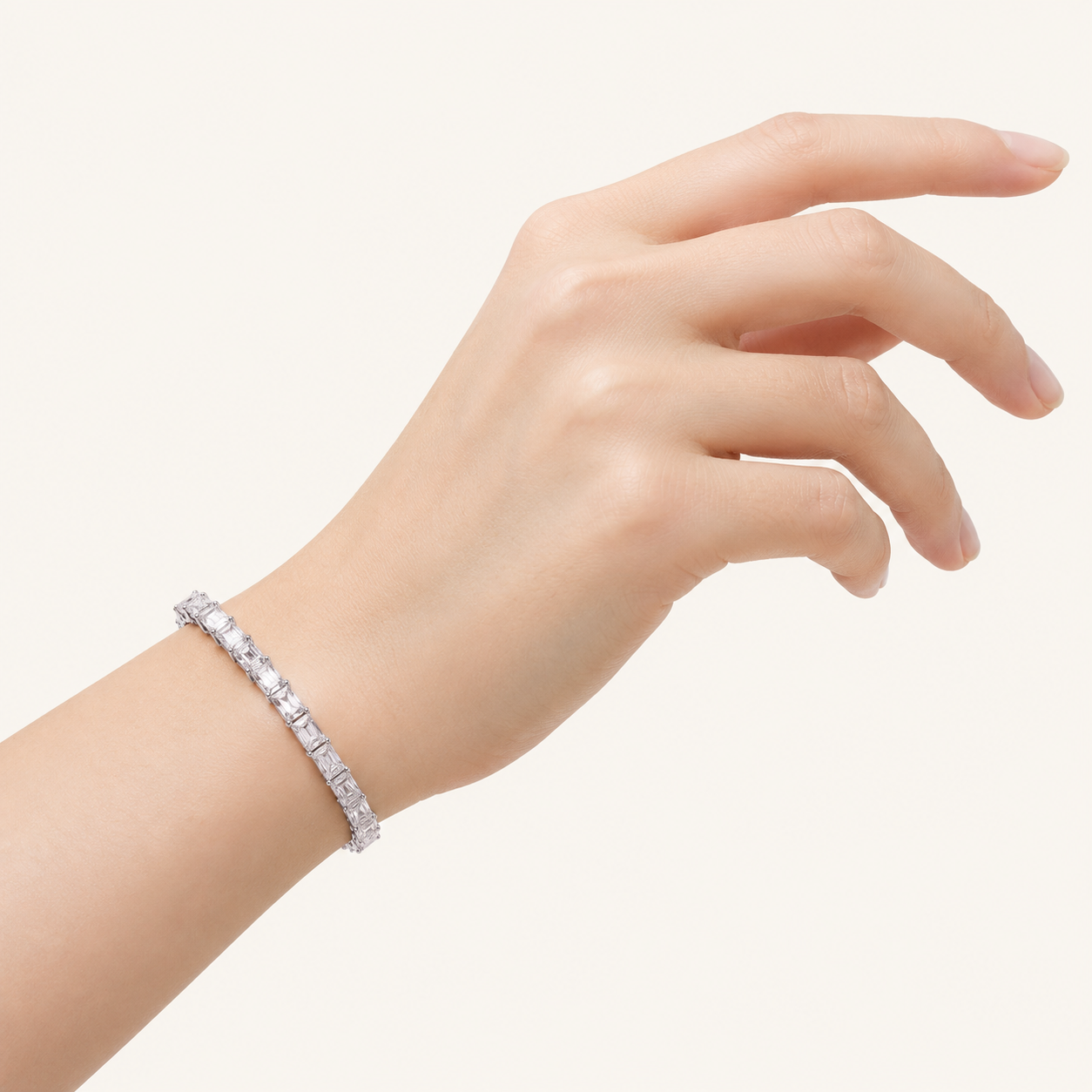 8.5CT Emerald Cut Lab Grown Diamond Tennis Bracelet