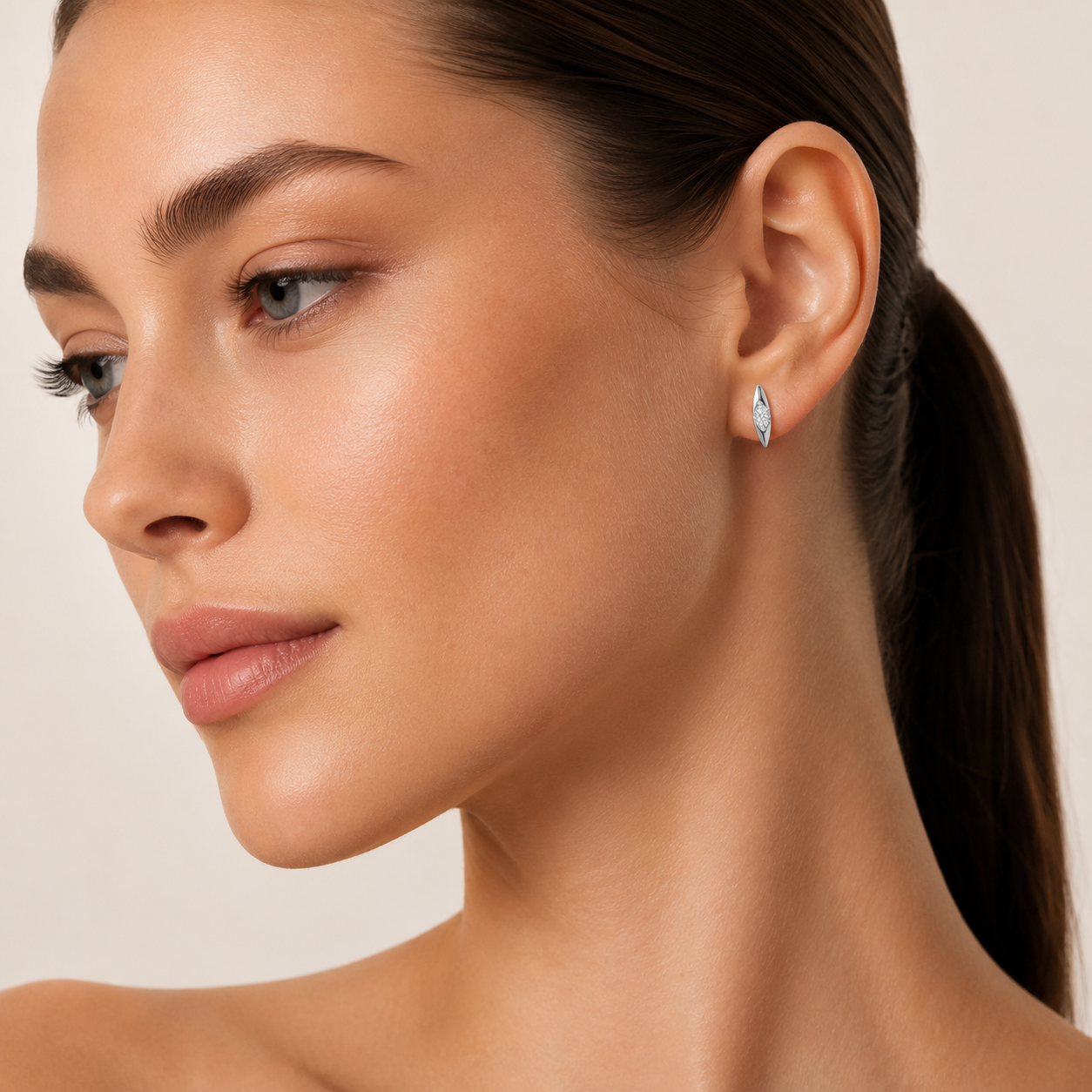 1CT Marquise Cut Lab Grown Diamond Solitaire Huggie Earrings