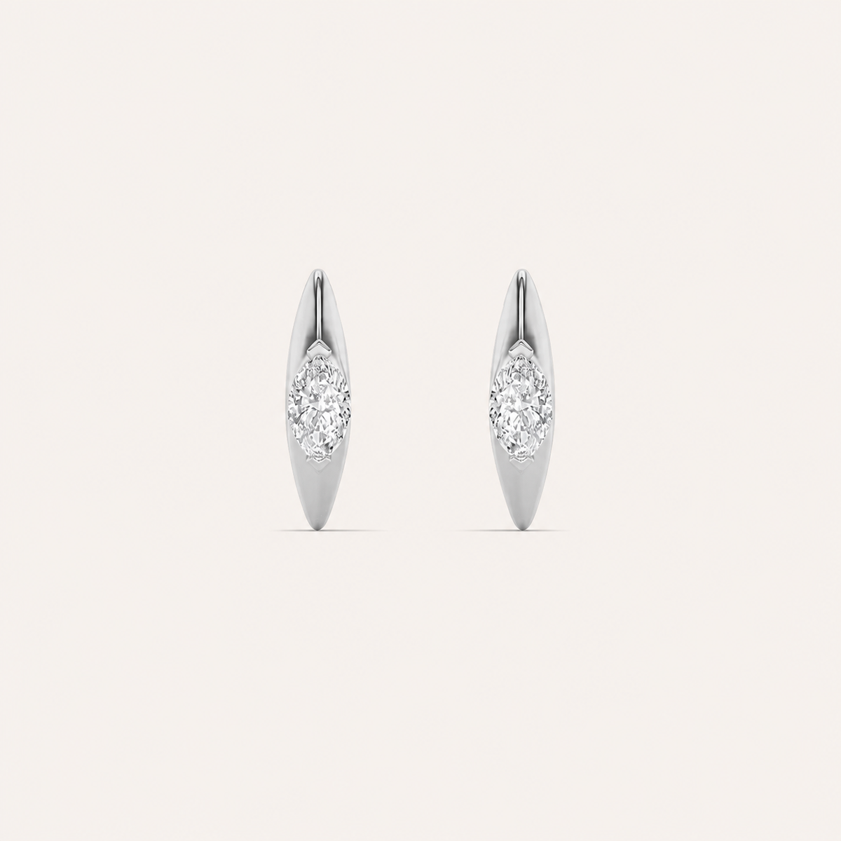 1CT Marquise Cut Lab Grown Diamond Solitaire Huggie Earrings