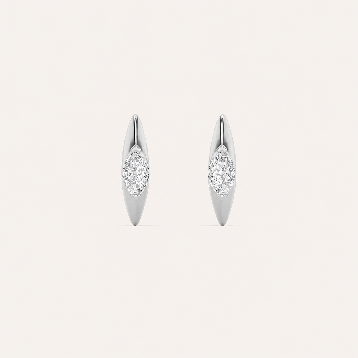 1CT Marquise Cut Lab Grown Diamond Solitaire Huggie Earrings