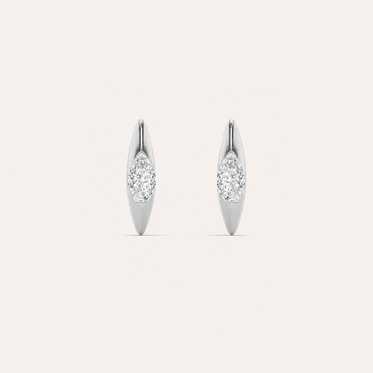 1CT Marquise Cut Lab Grown Diamond Solitaire Huggie Earrings