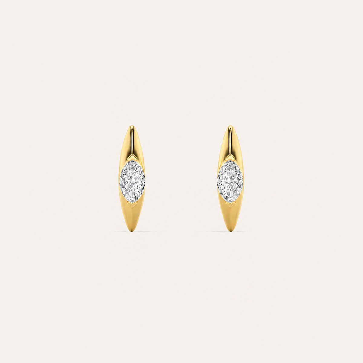 1CT Marquise Cut Lab Grown Diamond Solitaire Huggie Earrings